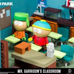Best deal 🧨 McFarlane Toys South Park Mr. Garrison, Kyle & Cartman With Classroom Large Construction Set ❤️ -Mezco Toyz Shop garrisoncartkyleclassset inset3