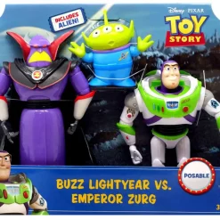 New 😀 Toy Story 4 Buzz Lightyear vs. Emperor Zurg (with Alien) Posable Action Figure 3-Pack 💯
